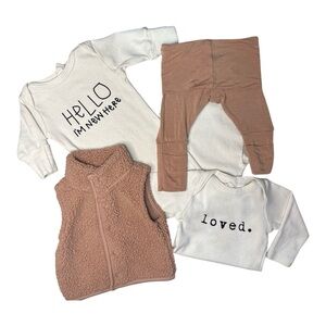Tenth & Pine 0-3M Neutral Baby Outfit Bundle | Organic Cozy Set